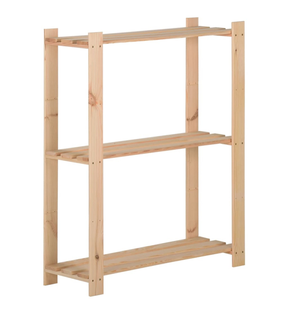 Étagère de stockage 3 niveaux 60x28,5x90 cm Bois de pin massif