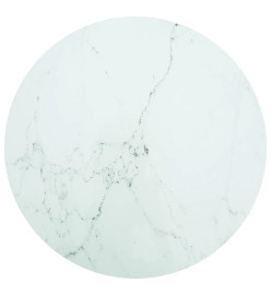 Dessus de table blanc Ø90x1 cm verre trempé avec design marbre