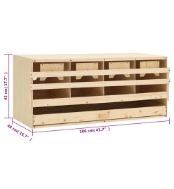 Pondoir 4 compartiments 106x40x45 cm bois de pin massif