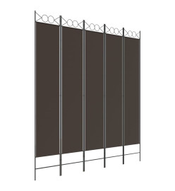 Cloison de séparation 5 panneaux Marron 200x220 cm Tissu