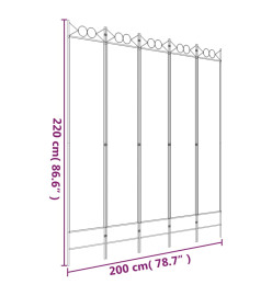 Cloison de séparation 5 panneaux Marron 200x220 cm Tissu