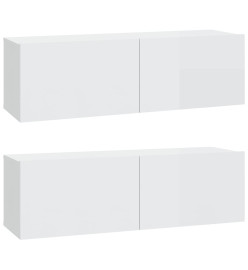 Meubles TV 2 pcs Blanc brillant 100x30x30 cm Bois d'ingénierie