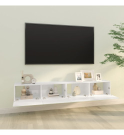 Meubles TV 2 pcs Blanc brillant 100x30x30 cm Bois d'ingénierie