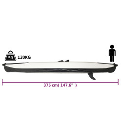 Kayak gonflable noir 375x72x31 cm polyester