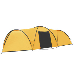 Tente igloo de camping 650x240x190 cm 8 personnes Jaune