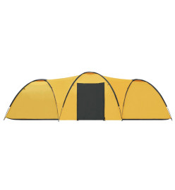 Tente igloo de camping 650x240x190 cm 8 personnes Jaune