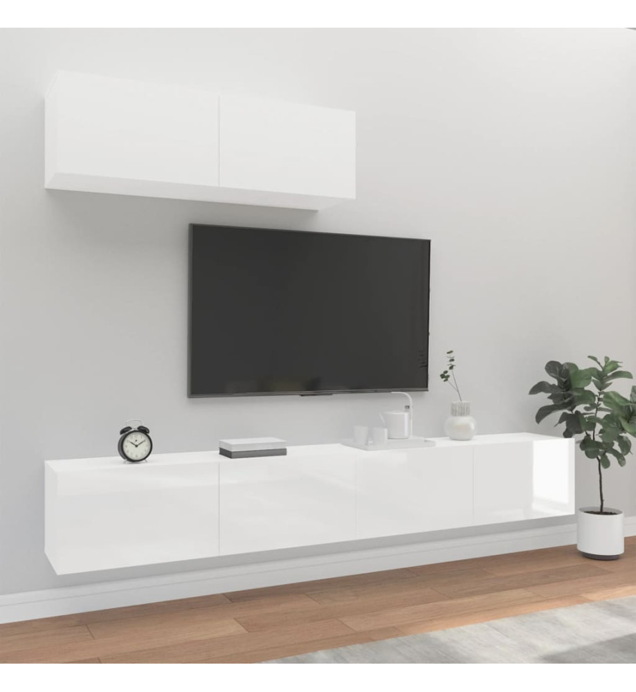 Ensemble de meubles TV 3 pcs Blanc brillant Bois d'ingénierie