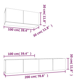 Ensemble de meubles TV 3 pcs Blanc brillant Bois d'ingénierie