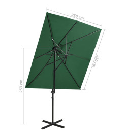 Parasol déporté à double toit Vert 250x250 cm