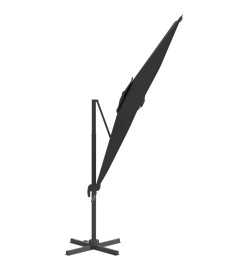 Parasol cantilever à LED Noir 400x300 cm