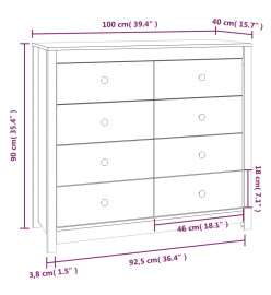 Armoire latérale Gris 100x40x90 cm Bois de pin massif