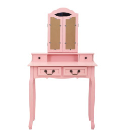 Ensemble de coiffeuse avec tabouret Rose 80x69x141 cm Paulownia