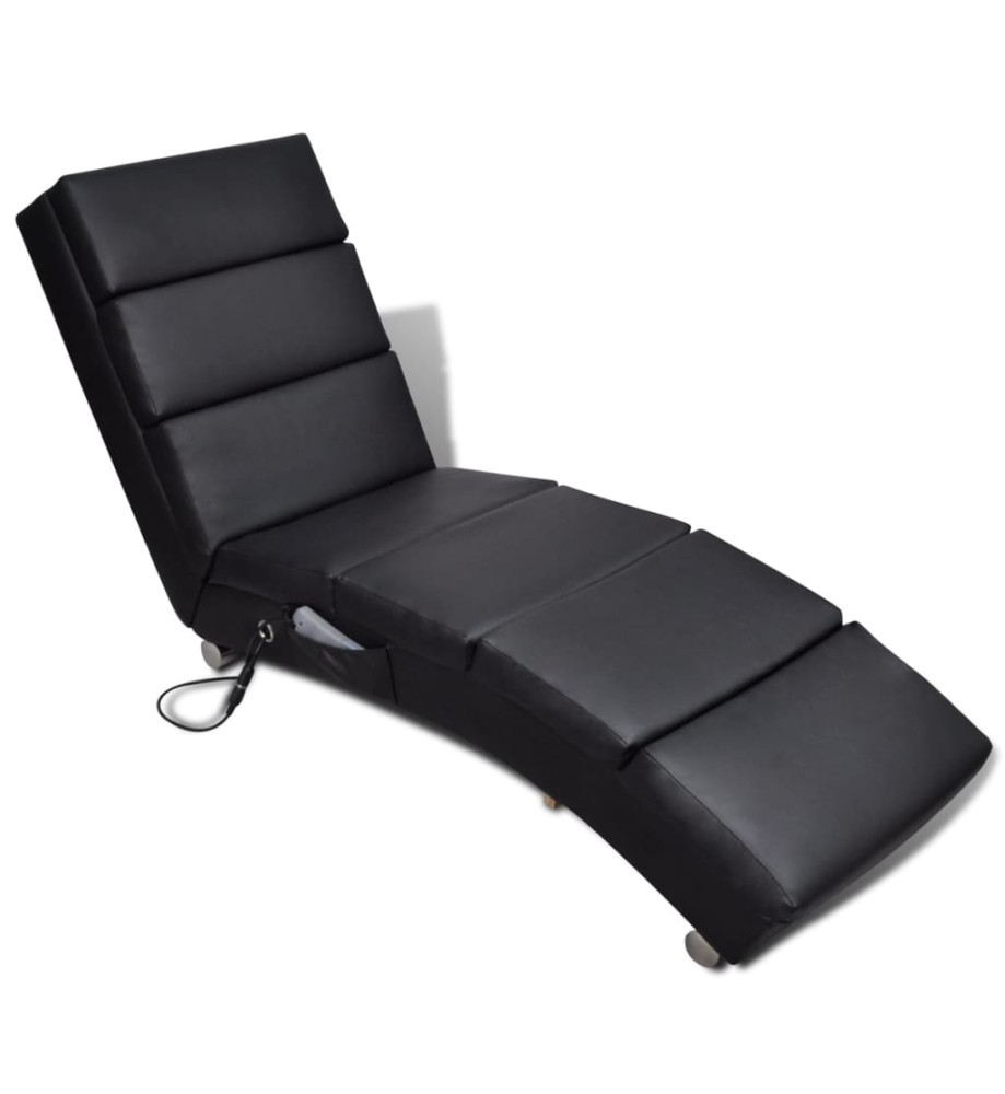 Chaise longue de massage Noir Similicuir