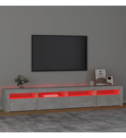 Meuble TV avec lumières LED Gris béton 240x35x40 cm