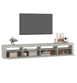 Meuble TV avec lumières LED Gris béton 240x35x40 cm