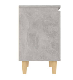 Tables de chevet avec pieds en bois 2 pcs Gris béton 40x30x50cm