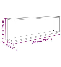 Étagères murales cube 2 pcs Sonoma gris 100x15x30 cm Bois