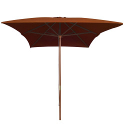 Parasol d'extérieur avec mât en bois Terre cuite 200x300 cm