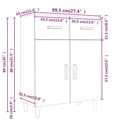 Buffet Blanc brillant 69,5x34x89 cm Bois d'ingénierie