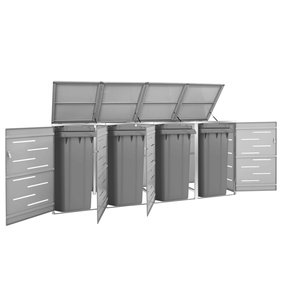 Abri pour quatre poubelles 276,5x77,5x115,5 cm Inox