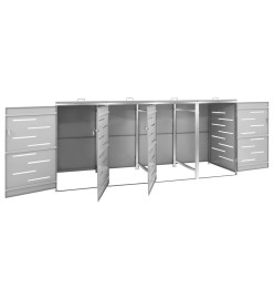 Abri pour quatre poubelles 276,5x77,5x115,5 cm Inox