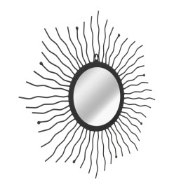Miroir mural de jardin Rayons de soleil 60 cm Noir