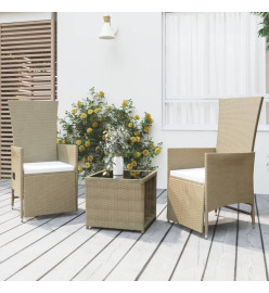 Ensemble de salon de jardin 3 pcs beige poly rotin et acier