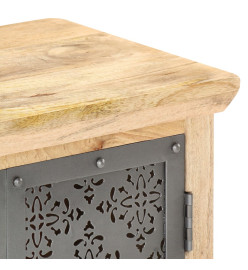 Buffet avec portes en acier 60x35x75 cm Bois de manguier solide