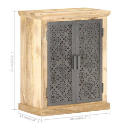 Buffet avec portes en acier 60x35x75 cm Bois de manguier solide