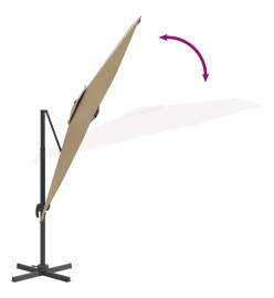 Parasol cantilever à LED Taupe 400x300 cm