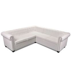 Canapé d'angle Chesterfield 5 plc Cuir artificiel Blanc