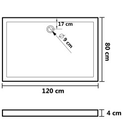 Receveur de douche rectangulaire ABS Noir 80x120 cm