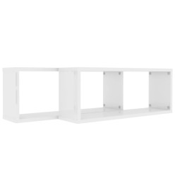 Étagères cube murales 2 pcs Blanc brillant 60x15x23cm Aggloméré