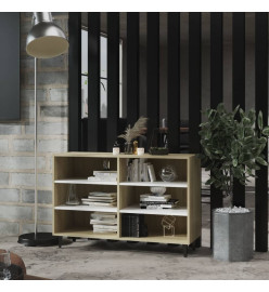 Buffet Blanc et chêne sonoma 103,5x35x70 cm Aggloméré