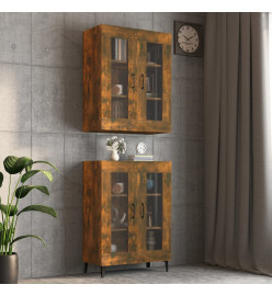 Armoire murale suspendue Chêne fumé 69,5x34x90 cm