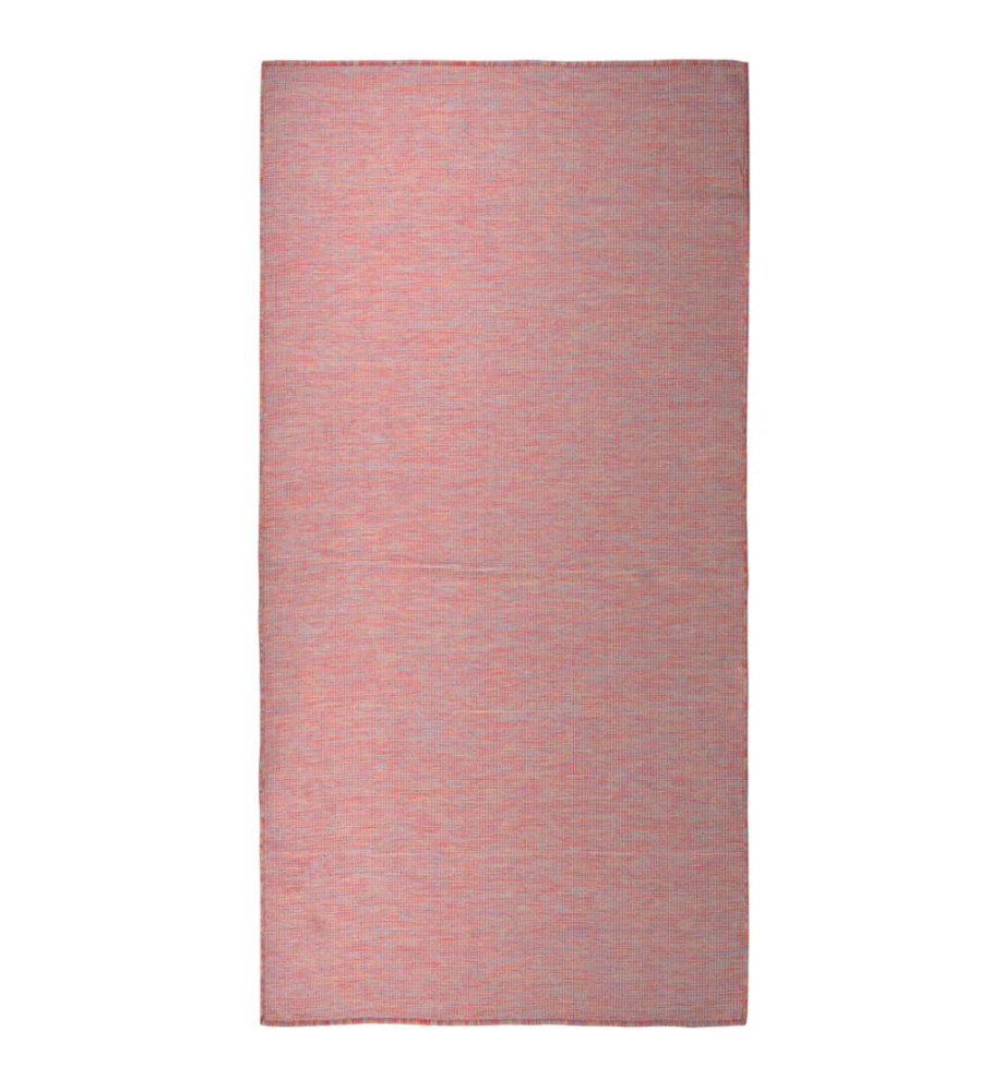 Tapis à tissage plat d'extérieur 100x200 cm Rouge