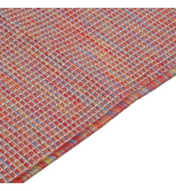 Tapis à tissage plat d'extérieur 100x200 cm Rouge