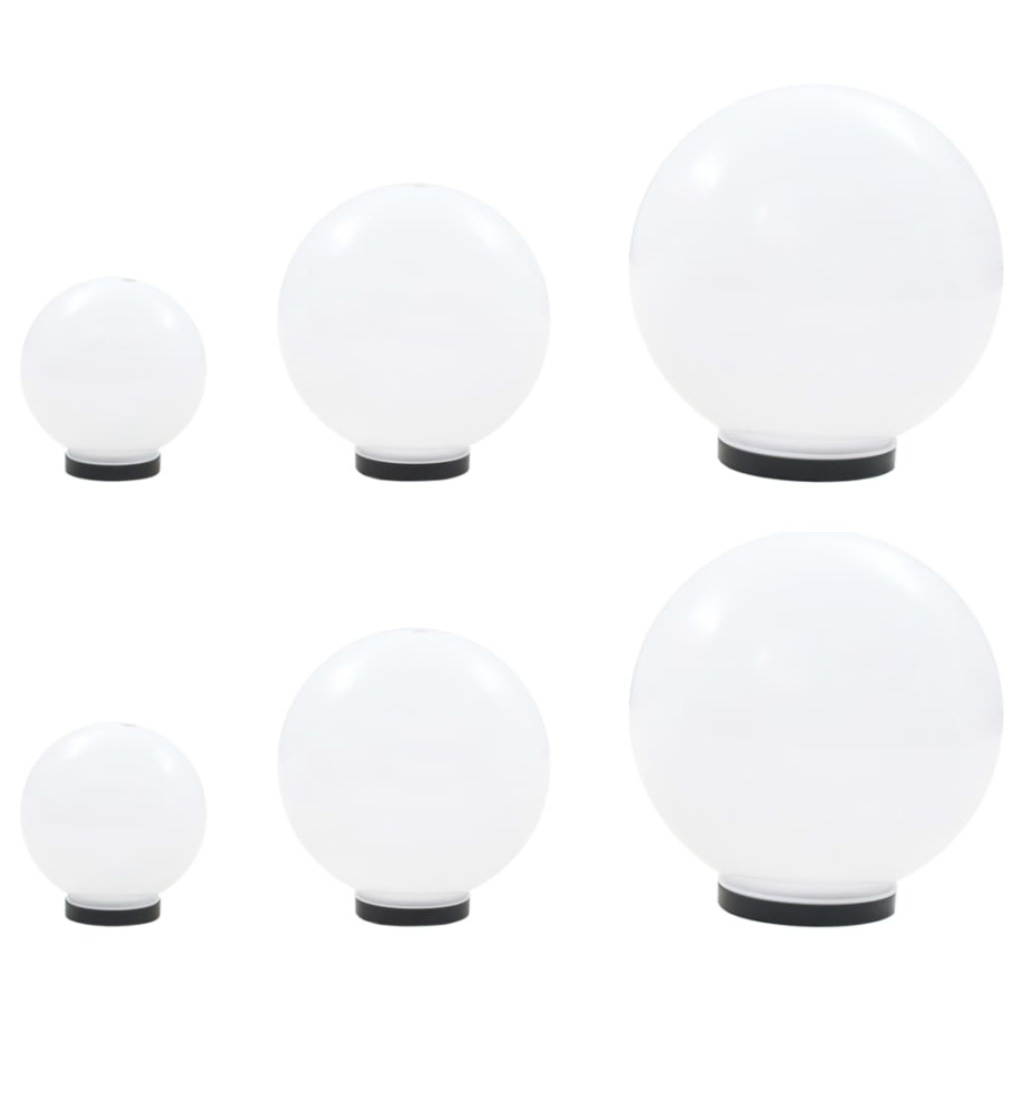 6 pcs Jeu de lampe boule à LED PMMA sphérique 20/30/40 cm