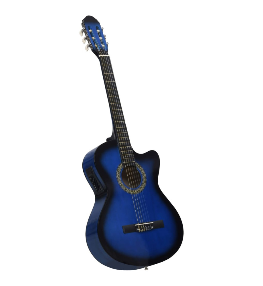 Guitare découpée classique occidentale égaliseur 6 cordes Bleu