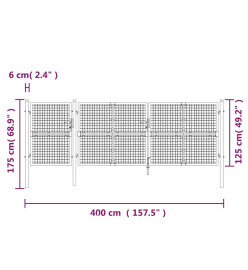 Portal de jardin maille anthracite 400x175 cm acier galvanisé