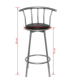 Tabourets de bar lot de 2 noir similicuir