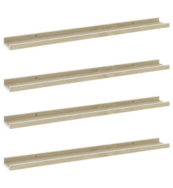 Étagères murales 4 pcs Blanc et chêne Sonoma 80x9x3 cm