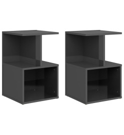 Tables de chevet 2 pcs Gris brillant 35x35x55 cm Aggloméré