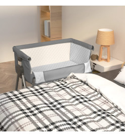 Lit pour bébé avec matelas Gris foncé Tissu de lin