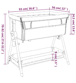 Lit pour bébé avec matelas Gris foncé Tissu de lin