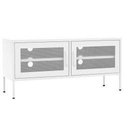 Meuble TV Blanc 105x35x50 cm Acier