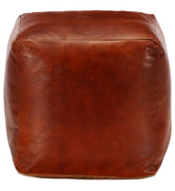 Pouf 40 x 40 x 40 cm Brun roux Cuir véritable de chèvre