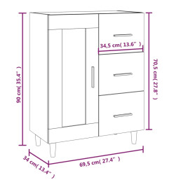 Buffet chêne marron 69,5x34x90 cm bois d'ingénierie