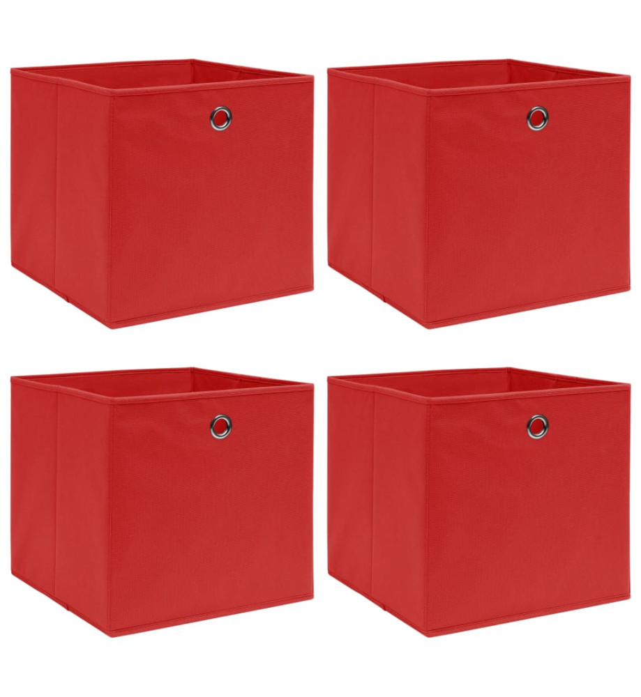 Boîtes de rangement 4 pcs Rouge 32x32x32 cm Tissu