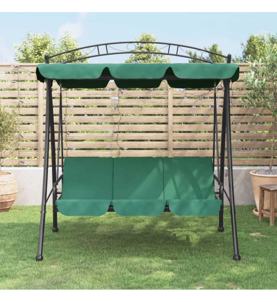 Balancelle de jardin avec auvent vert 198 cm tissu et acier